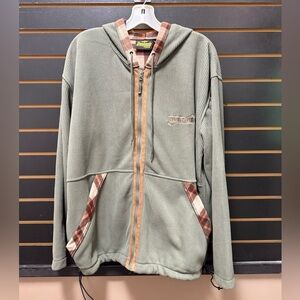Renegade Club Alaska Zip Up Hoodie Jacket Plaid Lined Green